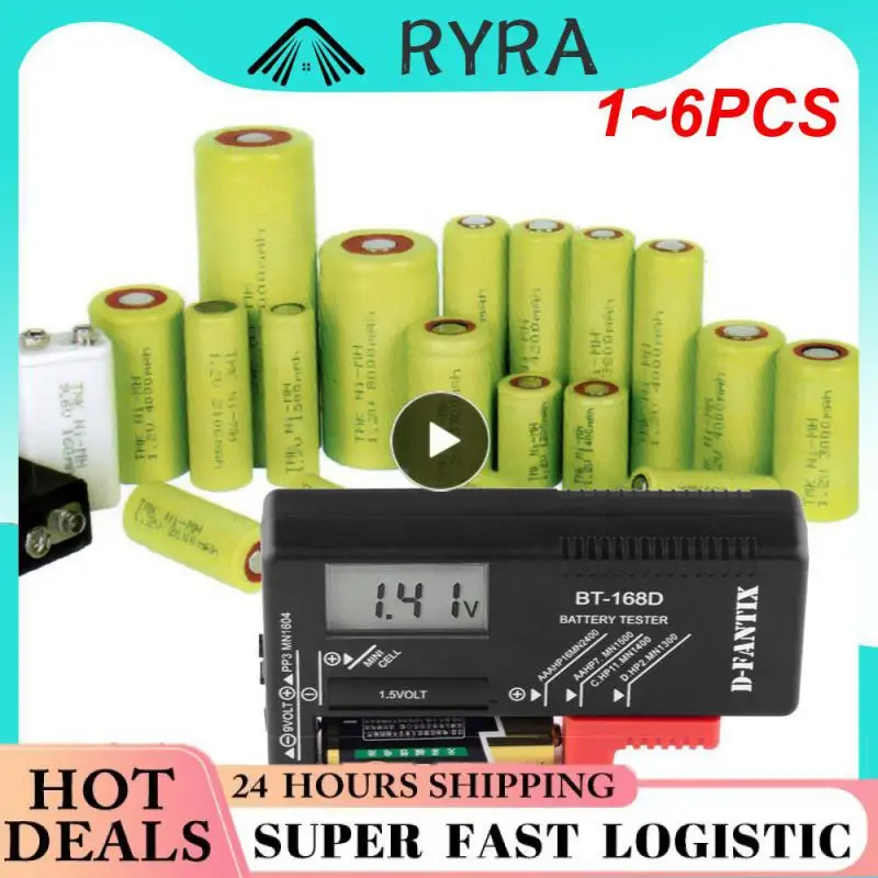 1-6 шт. Светодиодный цифровой дисплей Тестер батареи Проверка батареи Может измерять батареи 18650 9 В 3,7 В 1,5 В Тестер аккумуляторных батарей