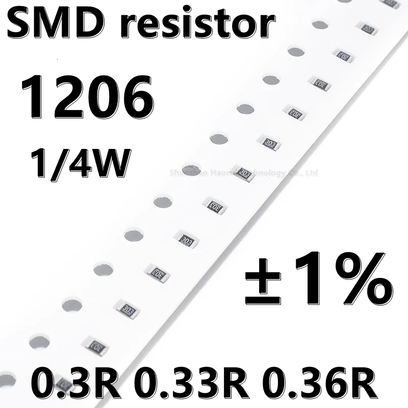 (100шт) 1206 SMD резистор 1% 0,3 R 0,33 R 0,36 R 1/4 Вт более высокого качества