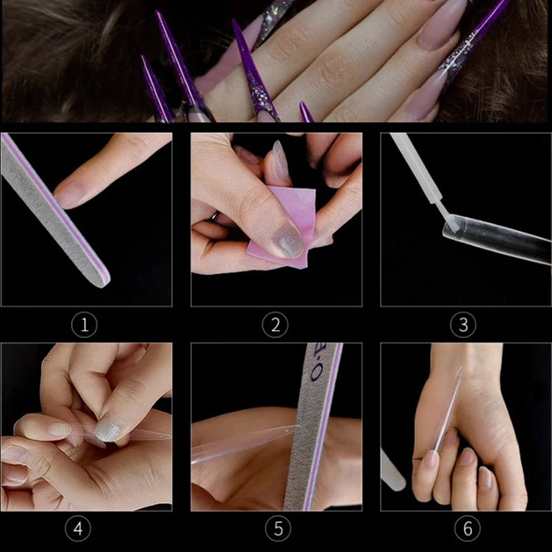 10шт Наконечники для ногтей Gereedschap Stiletto Extra Lange Vorm Helder Полупокрытие Накладных Наконечников для дизайна ногтей
