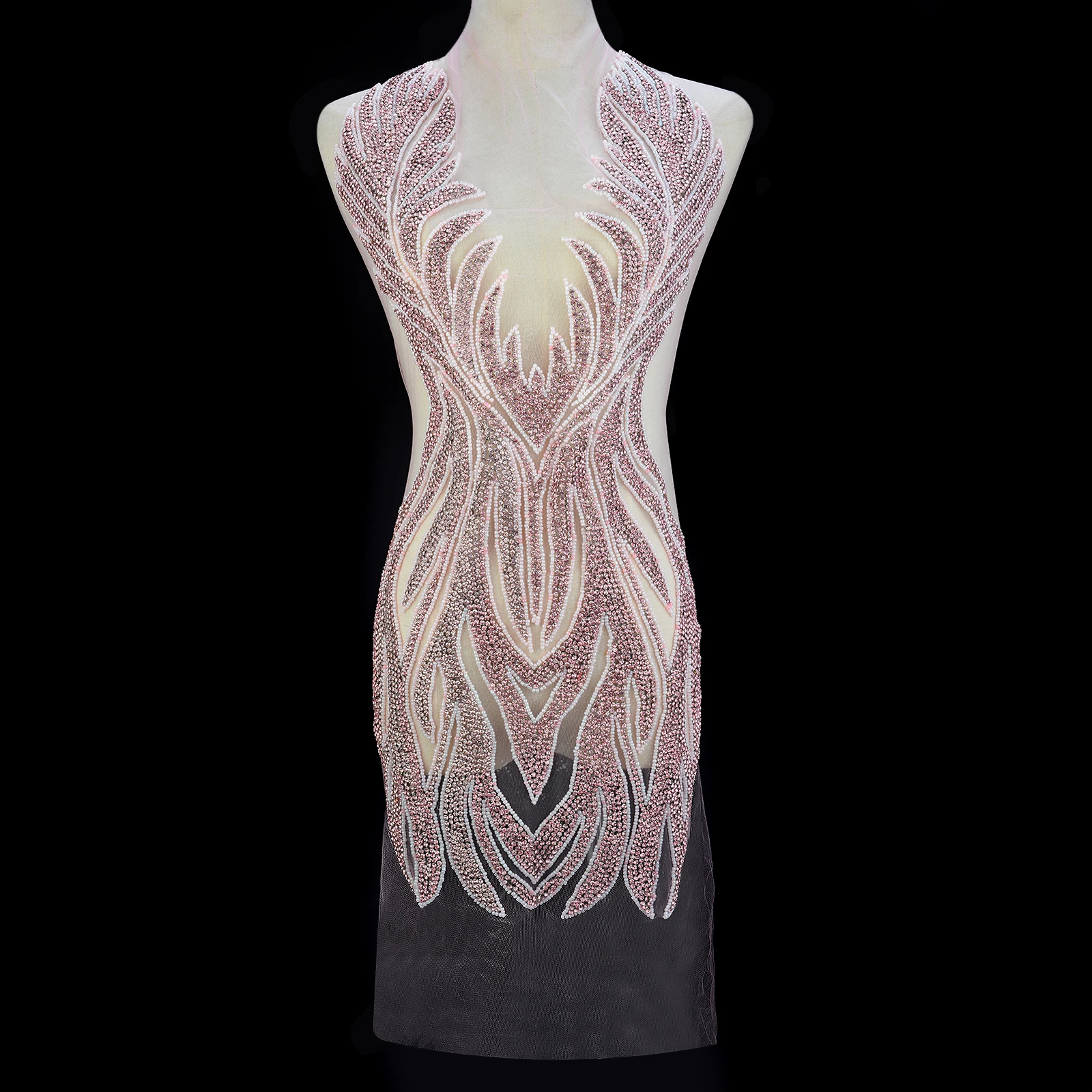 (1ШТ) Розовый кристалл горный хрусталь жемчуг аппликация на лифе вечернее платье аксессуар для выпускного вечера