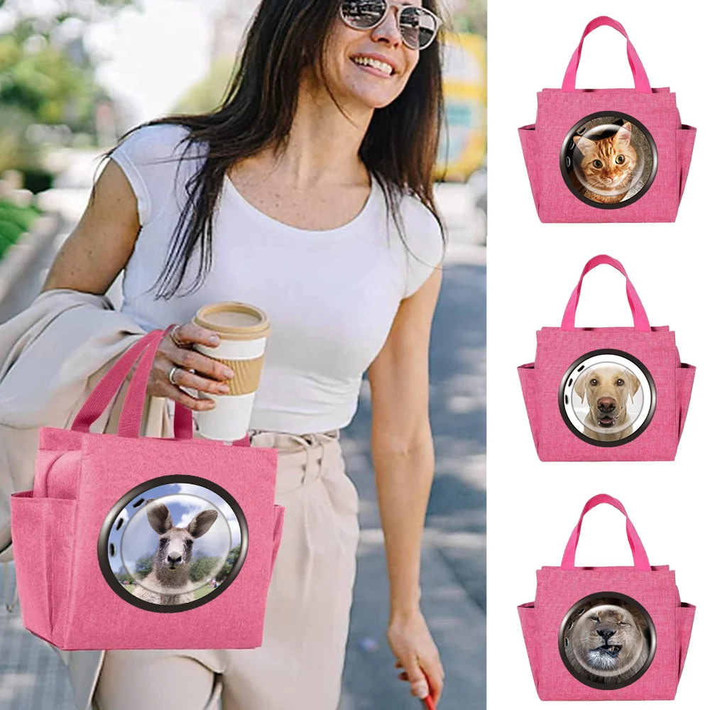 2024 Термосумка для ланча Для милых детей и девочек, многоразмерная изолированная розовая сумка для ланча, водонепроницаемая детская сумка с принтом на окне