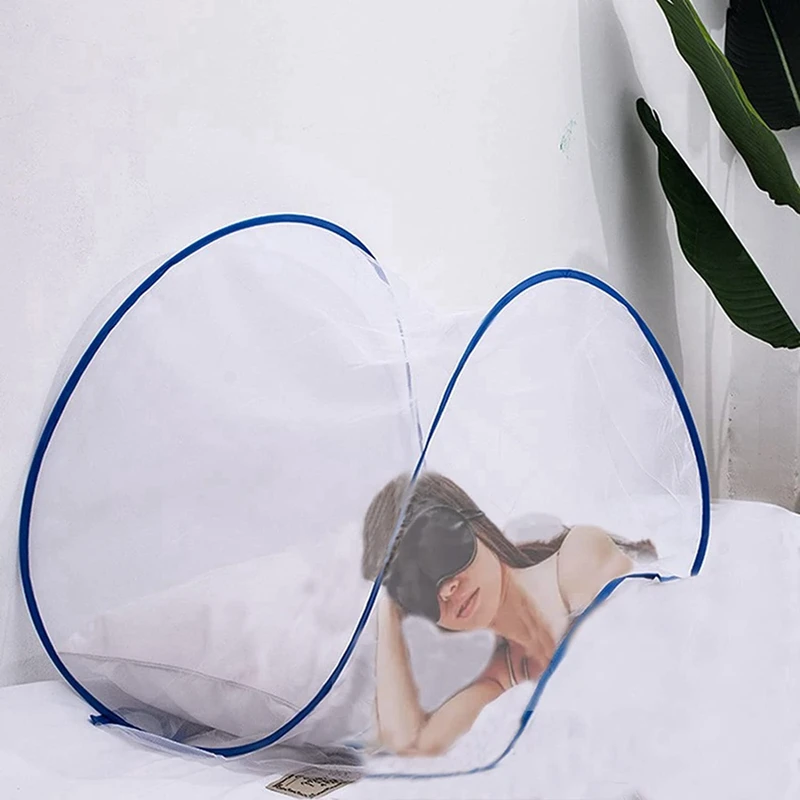 2X Переносная москитная сетка на голову, складывающаяся дорожная москитная сетка для кровати, бесплатная установка-среднего размера