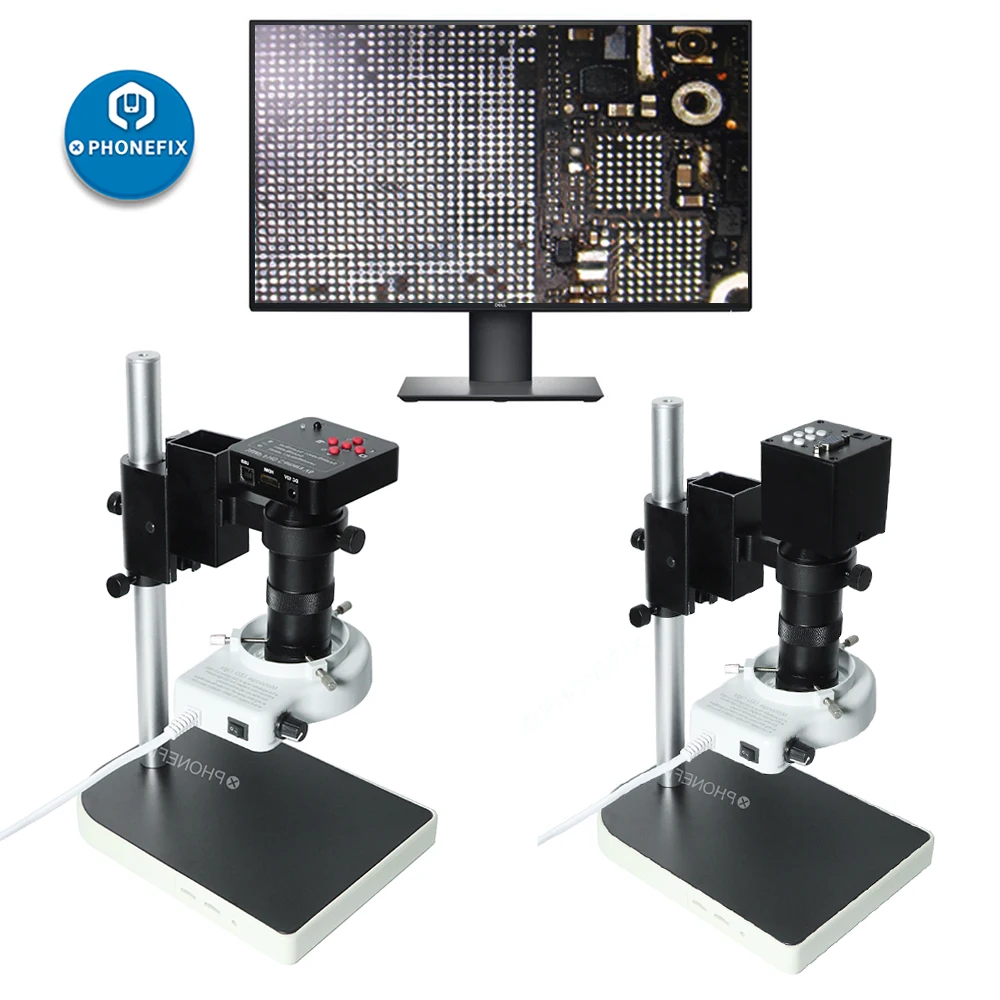 38-Мегапиксельный цифровой электронный видеомикроскоп, камера, совместимая с VGA, HDMI, 130-кратный объектив, светодиодная лампа для ремонта мобильных телефонов пайкой