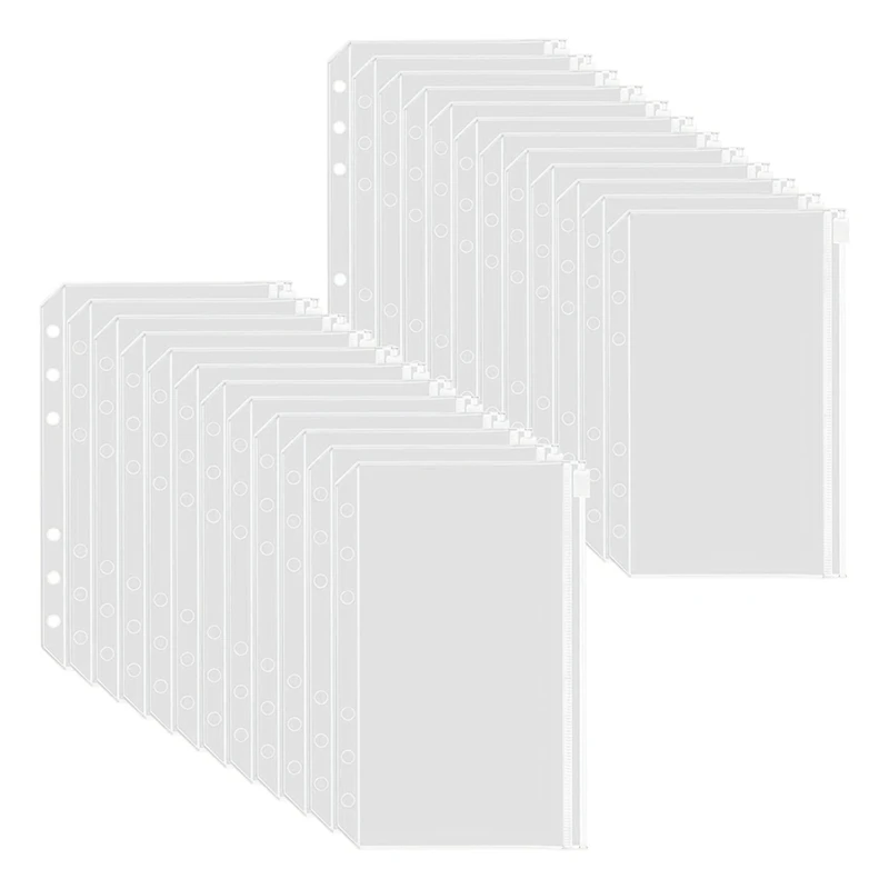 50ШТ 6 Отверстий Связующий мешочек Папки на молнии для 6-кольцевого связующего ПВХ Конверты с денежным бюджетом Сумка на молнии
