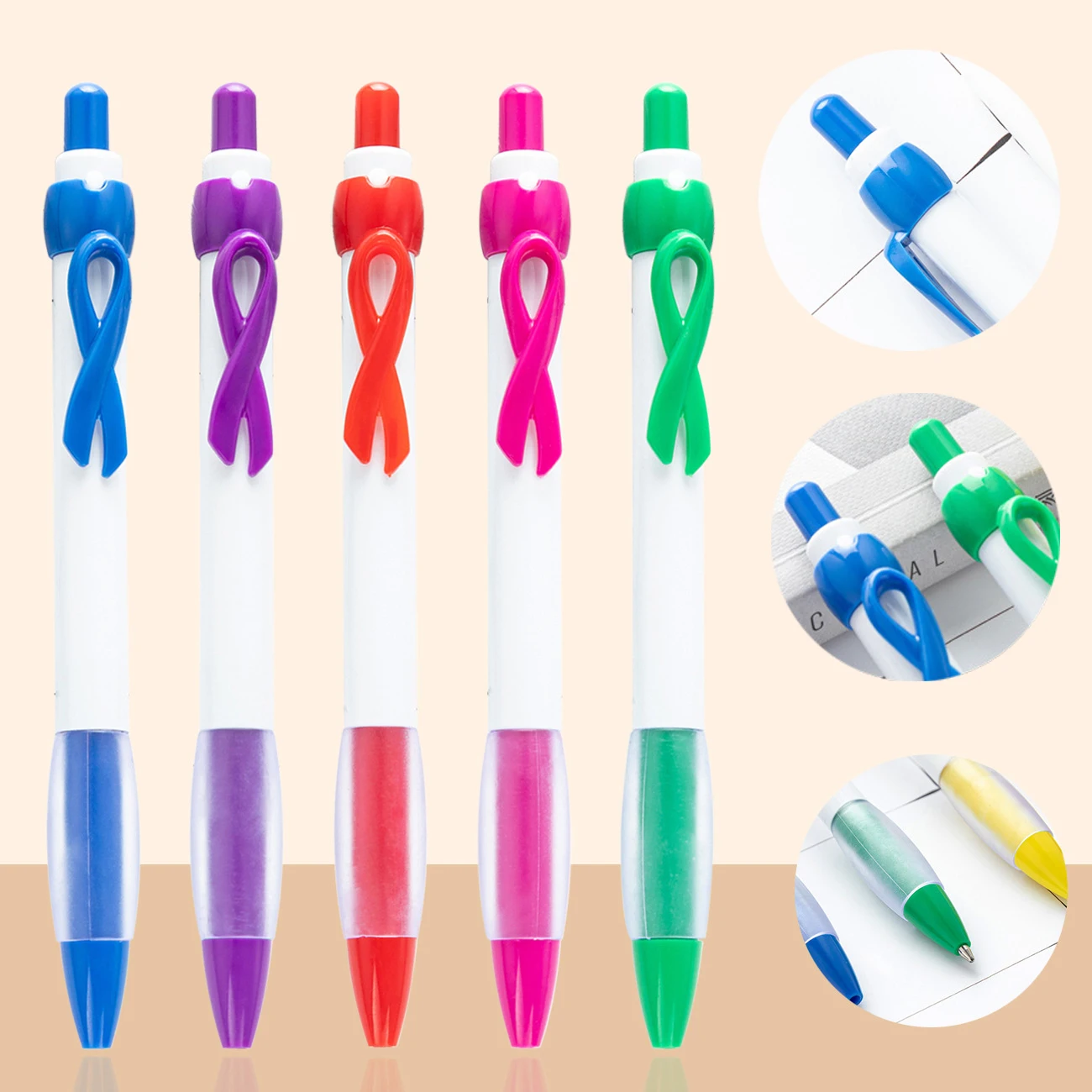 5ШТ Зажим для ручек с лентой Пластиковая ручка для творчества, Рекламная ручка, ручка для прессования с бантиком