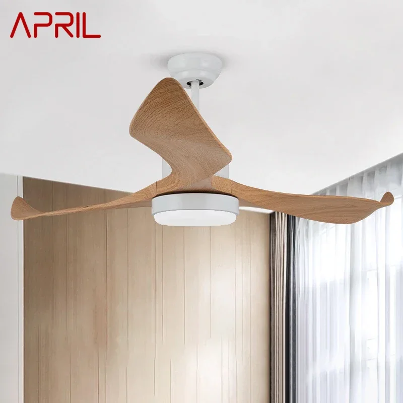 APRIL Nordic LED Fan Light Современный минимализм Ресторан Гостиная Кабинет Потолочный вентилятор Дистанционный электрический вентилятор
