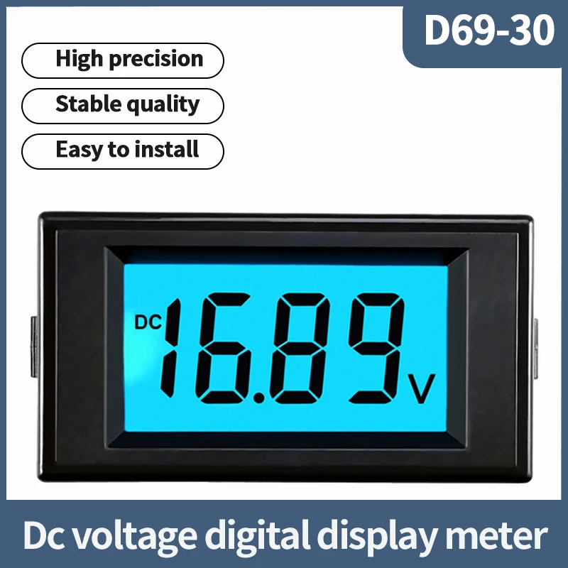 D69-30 Вольтметр Постоянного Тока Цифровой Дисплей DC12V24V72V100V ЖК-Измерительная Головка С Двумя Проводами Прямая Высокая Точность Низкое Энергопотребление