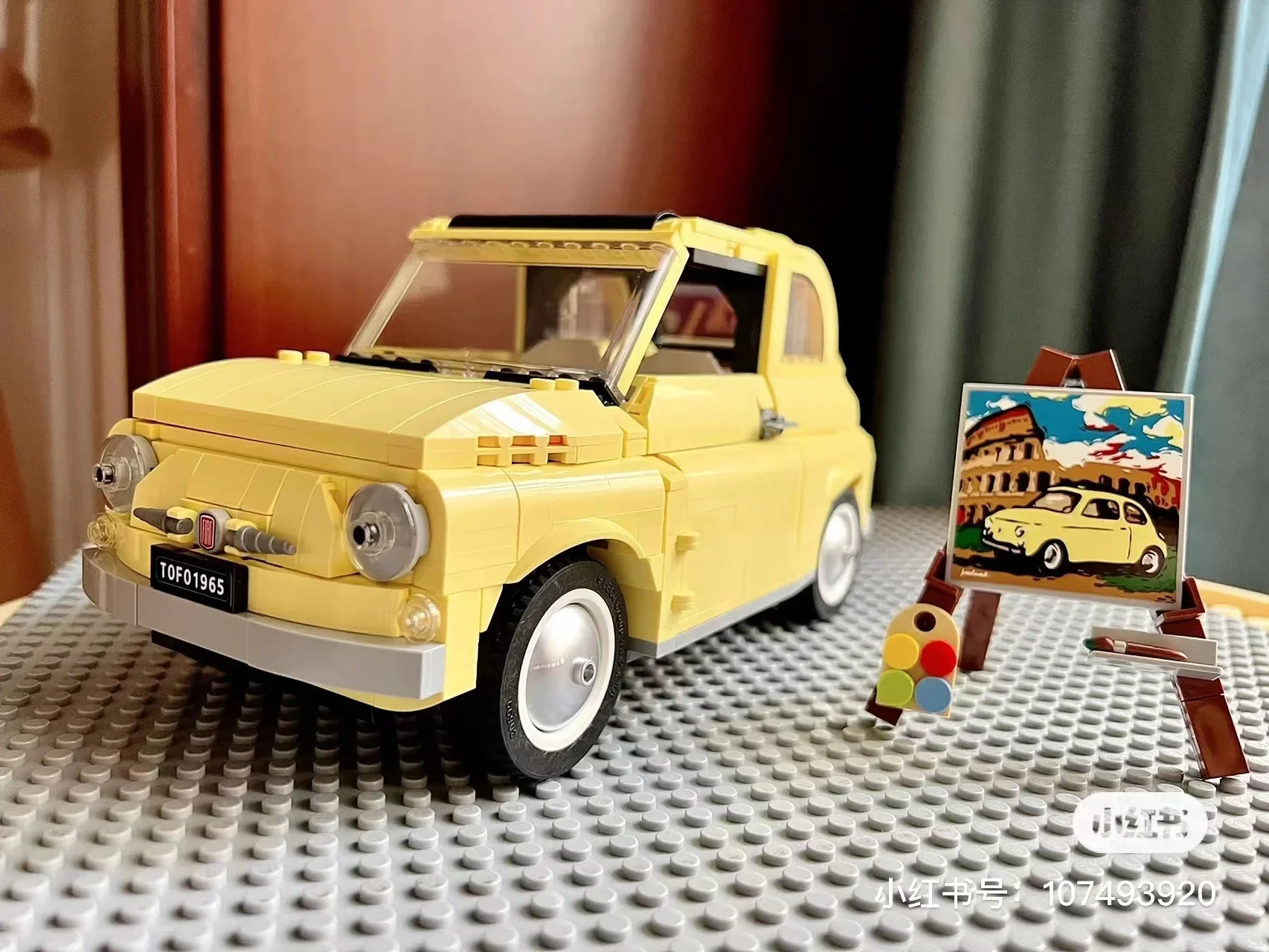 Fiat 500 Желтый автомобиль Строительные блоки Кирпичи Совместимые 10271 77942 Рождественский подарок на день рождения Игрушки-модели автомобилей
