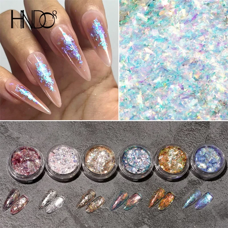 HNDO Новая пудра для ногтей Aurora Irregular Crystal Flakes для нейл-арта Профессиональная пудра для маникюра своими руками серии WK