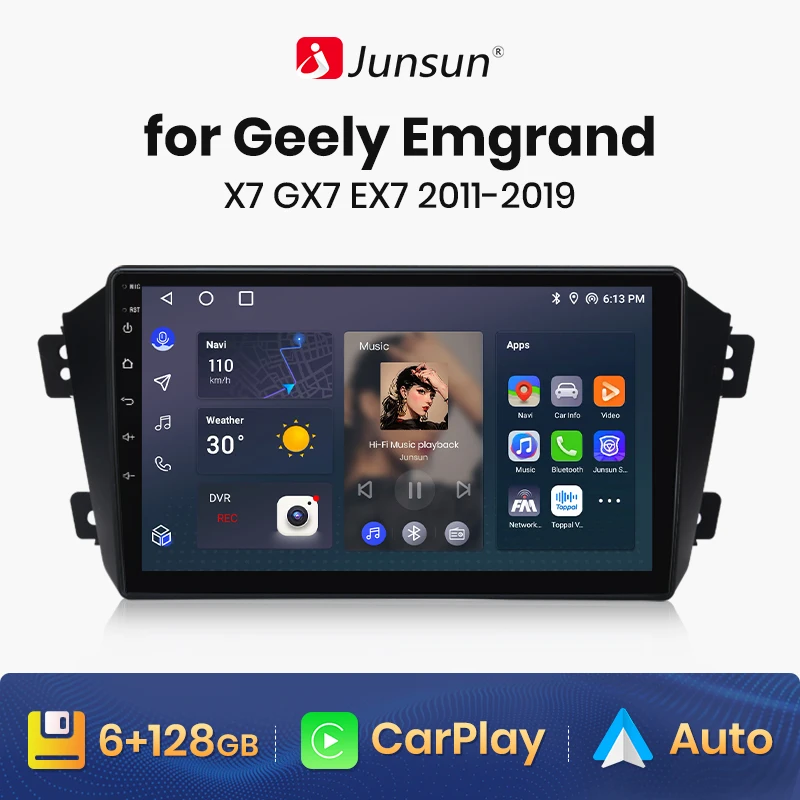 Junsun V1 AI Voice Wireless CarPlay Android Авторадио для Geely Emgrand X7 GX7 EX7 2011-2019 4G Автомобильный Мультимедийный GPS 2din