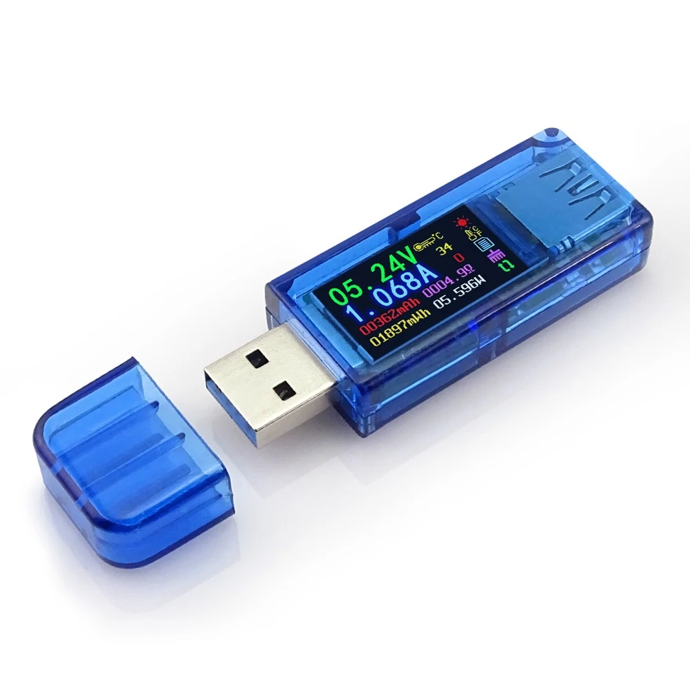 RIDEN AT34 USB 3.0 Цветной ЖК-вольтметр Амперметр Измеритель напряжения тока Мультиметр Заряд аккумулятора Блок питания USB-тестер