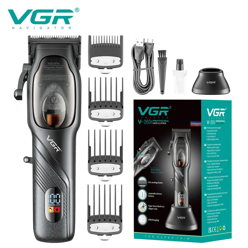 VGR-269-2024 Новые машинки для стрижки волос с масляной насадкой с градиентом скорости, обычные парикмахерские машинки для стрижки волос с частотой вращения 9000 об/мин