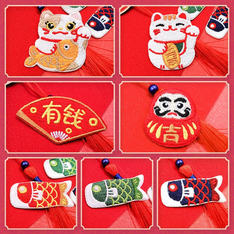 Zhaocai Cat DIY вышитые тканевые наклейки Ювелирные изделия ручной работы аксессуары Радостный Счастливый вышитый патч на заказ нашивки