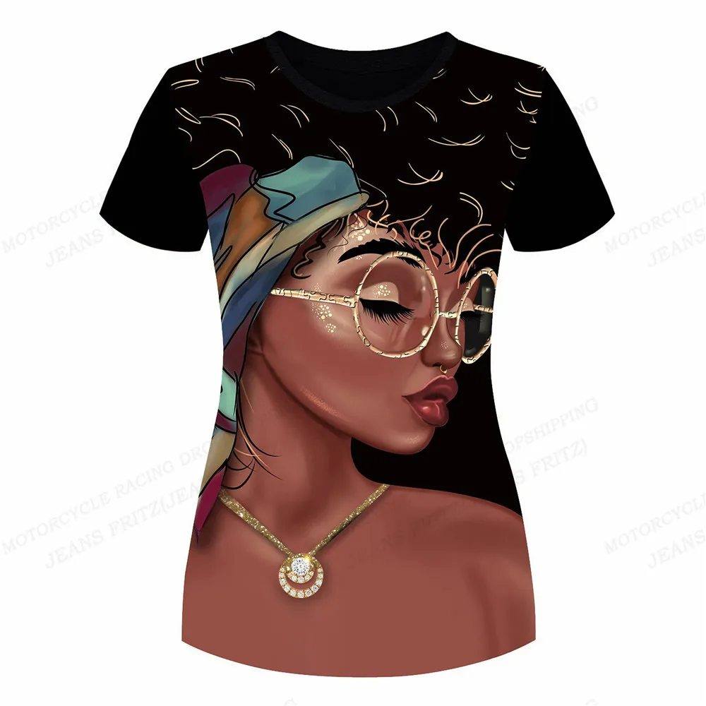 Африканская женская футболка, Сексуальная футболка с 3D принтом для девочек, Женские Модные футболки Оверсайз, Летние Топы в стиле Харадзюку, Черные Женские Топы