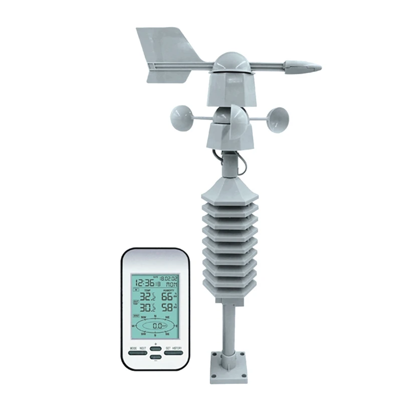 Беспроводная метеостанция, датчик направления скорости ветра, Цифровой измеритель температуры и влажности ветра для дома