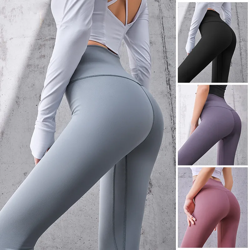 Бесследные длинные быстросохнущие женские брюки для фитнеса peach в обтяжку с высокой талией для бега, подтягивающие бедра, штаны для йоги
