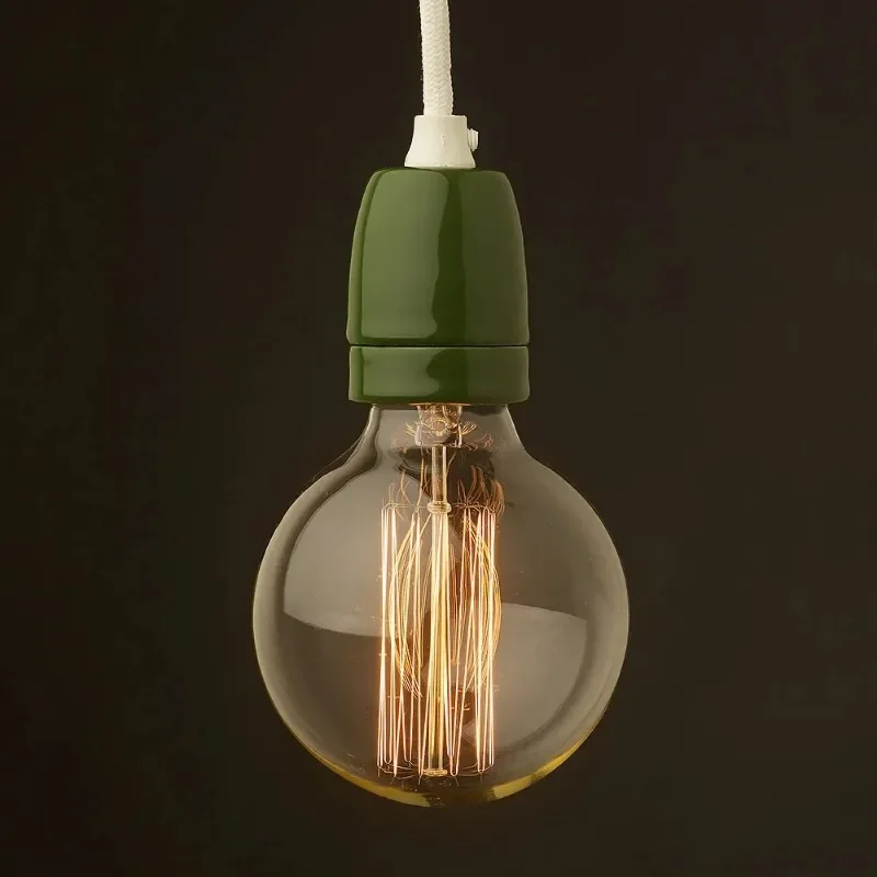 Винтажная керамическая светодиодная лампа Portalamparas, сделанная своими руками, чашка E27, Основание лампы Poecelian, держатель розетки для домашнего подвесного светильника в ванной комнате
