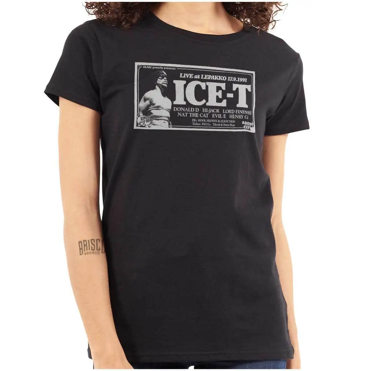 Винтажная футболка Ice, билет на концерт в стиле хип-хоп, женская футболка с длинными рукавами