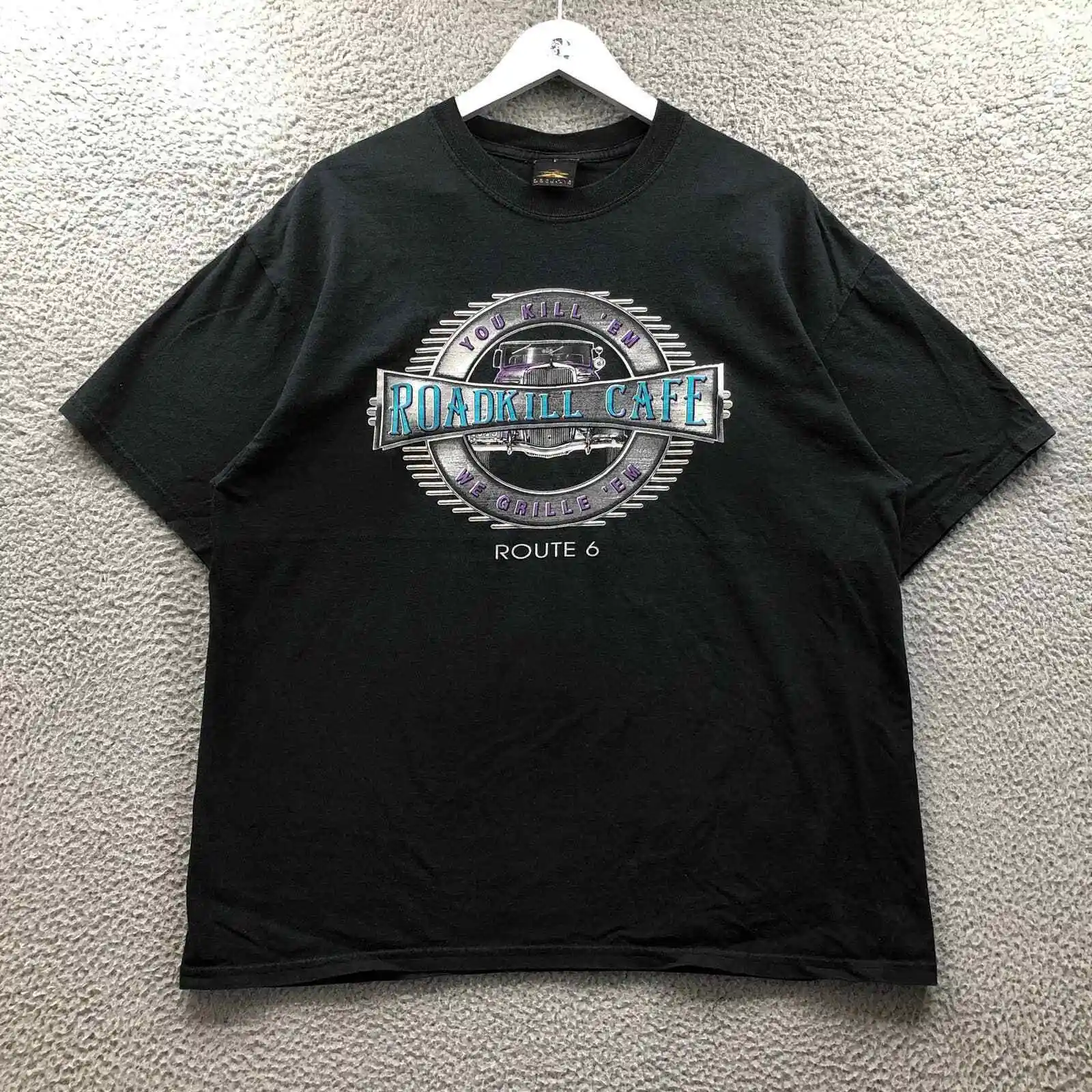 Винтажная футболка Roadkill Cafe Мужская XL с коротким рукавом Route 6 You Kill 'Em Black