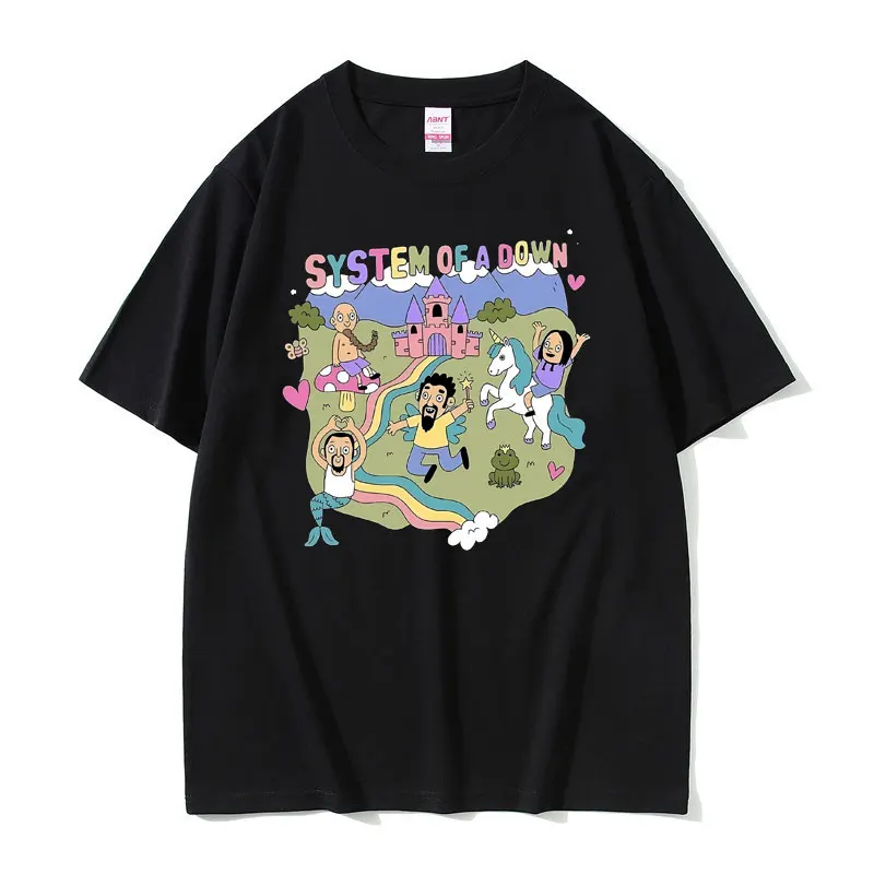 Винтажная футболка System of A Down Для мужчин и женщин, хлопковая высококачественная футболка с коротким рукавом, мужская рок-группа, футболки с мультяшным рисунком