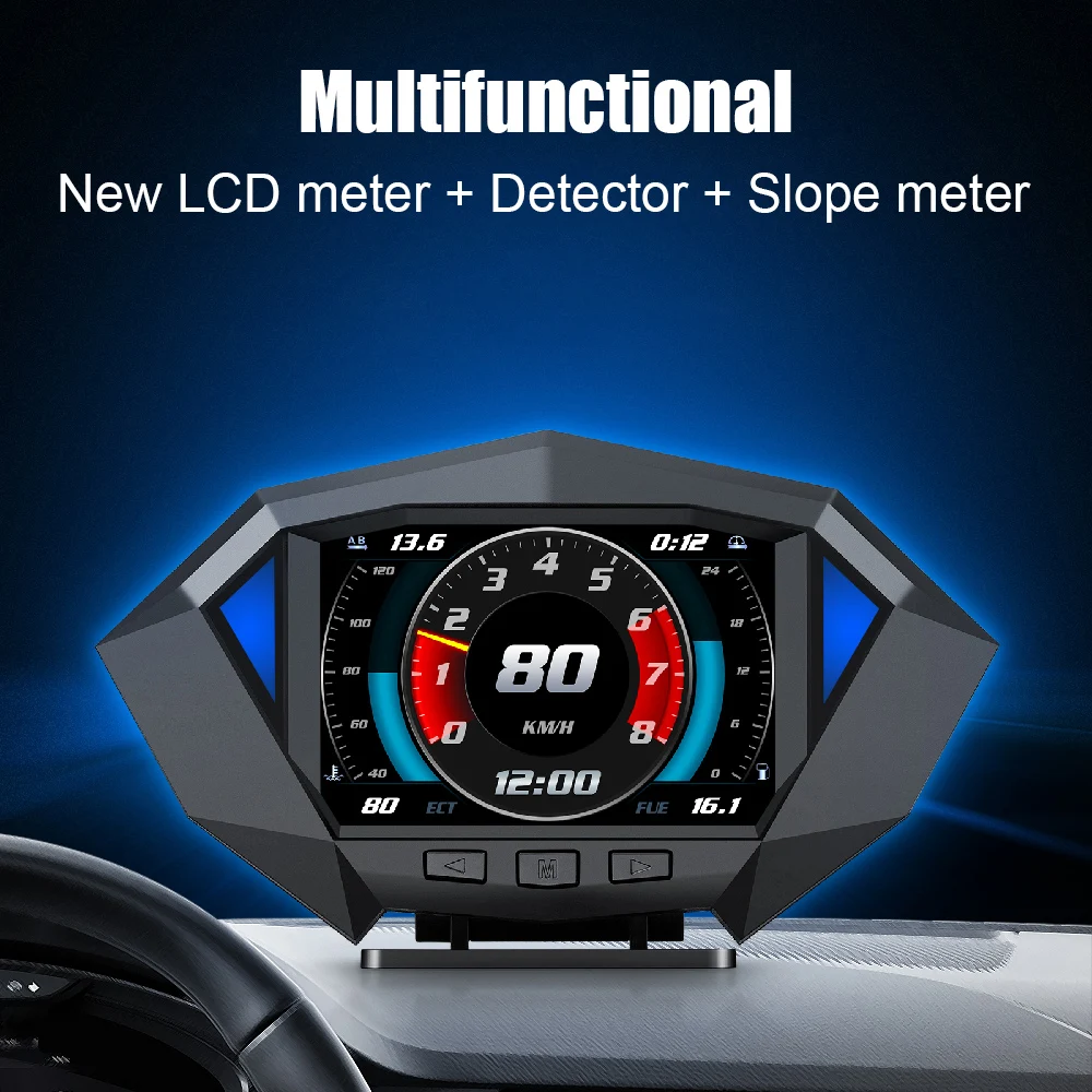 Головной дисплей Автомобильный цифровой спидометр Измеритель наклона наклона OBD2 GPS Двухсистемный измеритель наклона P1 автомобильный дисплей HUD