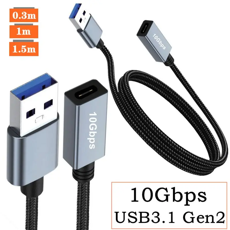 Двусторонний Чип-накопитель для передачи данных 10 Гбит/с USB 3.2 Соединительный кабель USB Male-Type-C Женский Кабель-адаптер Gen2