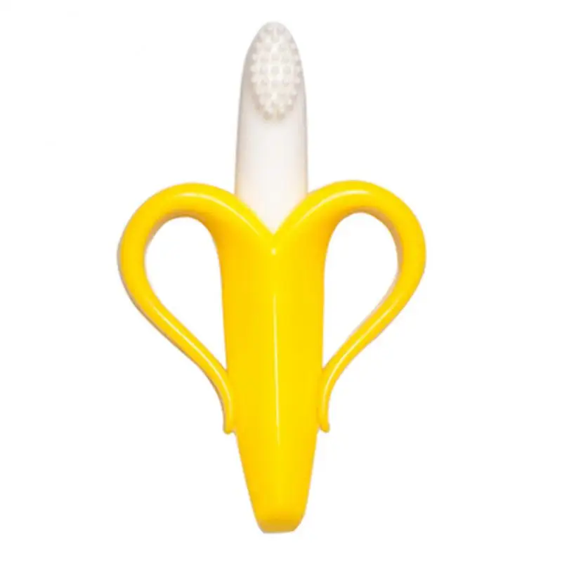 Детская силиконовая обучающая зубная щетка в форме банана, безопасный детский прорезыватель, игрушки для жевания, кольцо для прорезывания зубов, подарок для жевания младенцев
