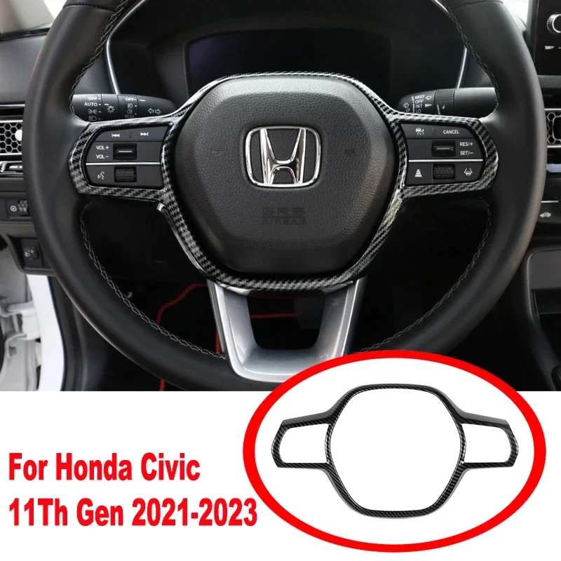 Для Honda Civic 11-го поколения 2021-2023 гг. Панель рулевого колеса автомобиля Рамка Крышка Отделка Декоративная наклейка Интерьер ABS Автоаксессуары