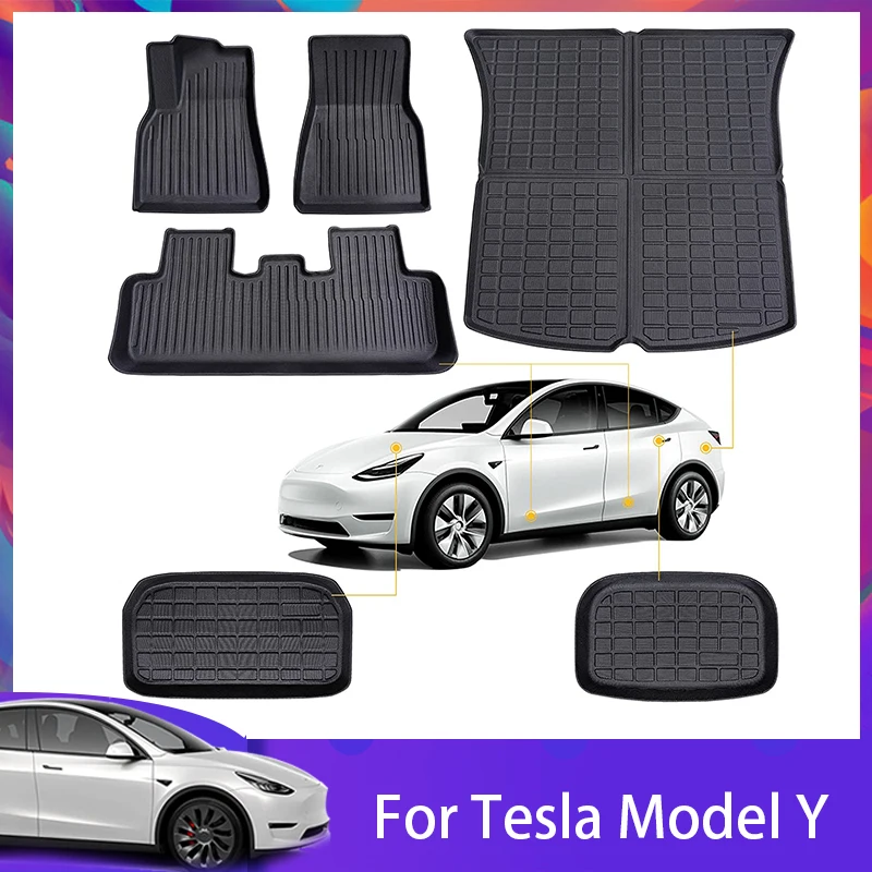 Для Tesla Model Y 2023 Напольные Коврики Переднего Заднего Багажника Водонепроницаемый Противоскользящий Коврик Для Грузового Лайнера Tesla Model Y 2021-2023 Аксессуары