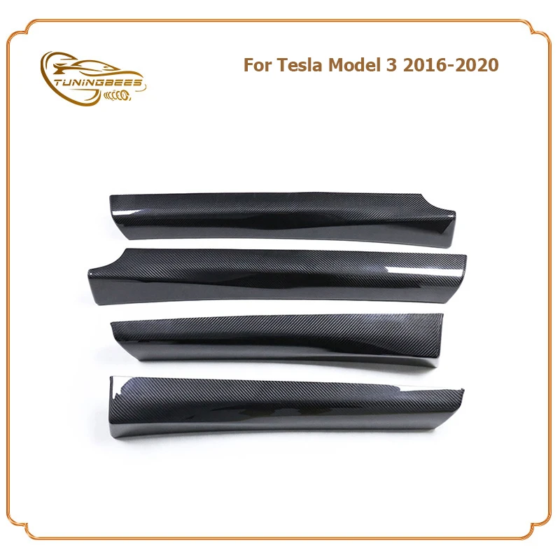 Дополнительный стиль Внутренняя дверная панель из углеродного волокна, аксессуары, молдинги, наклейки для отделки Tesla Model 3 16 17 18 19 20