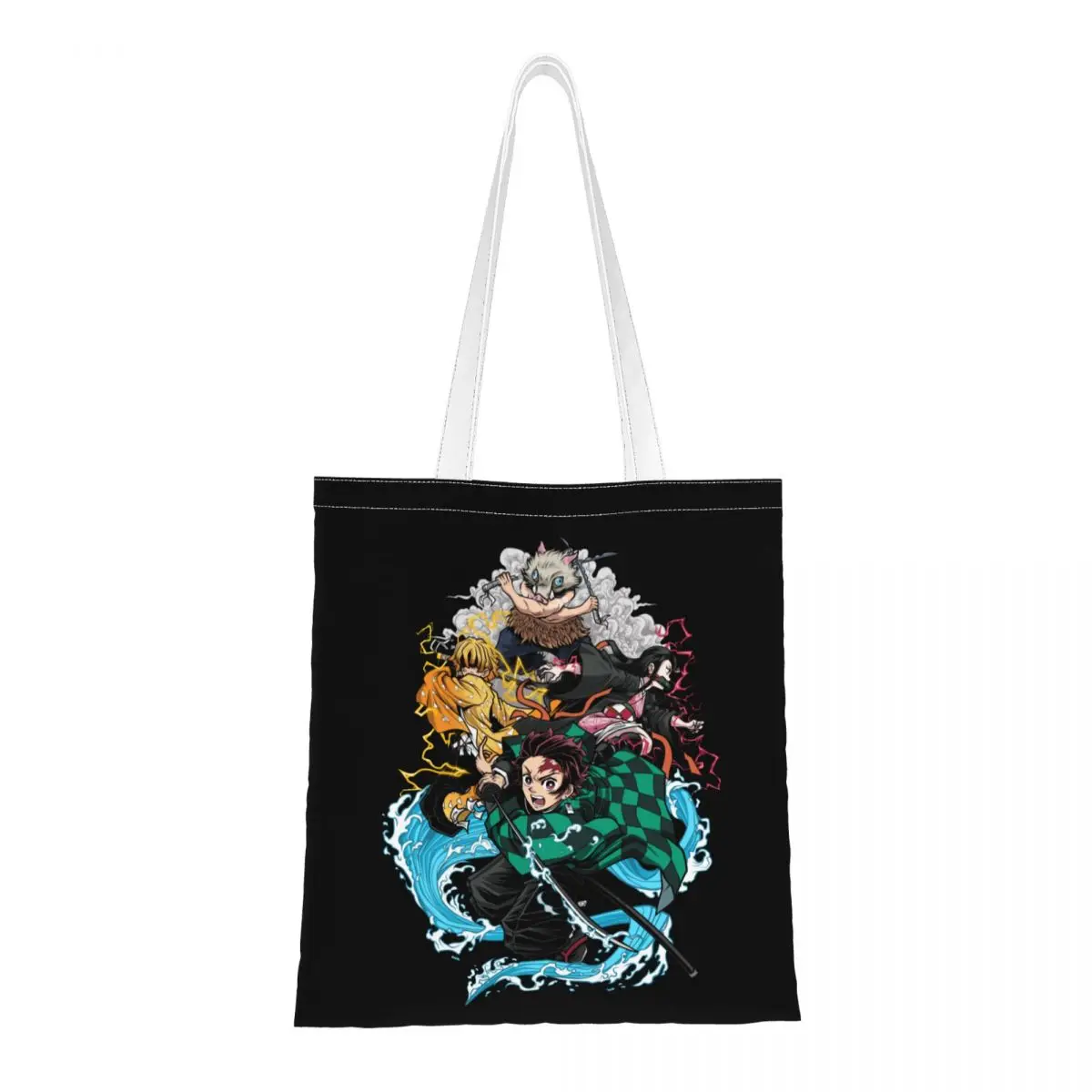 Женская сумка Demon Slayer из аниме Inosuke Blade, многоразовая сумка через плечо, модная сумка для покупок большой емкости, повседневная сумка для покупок