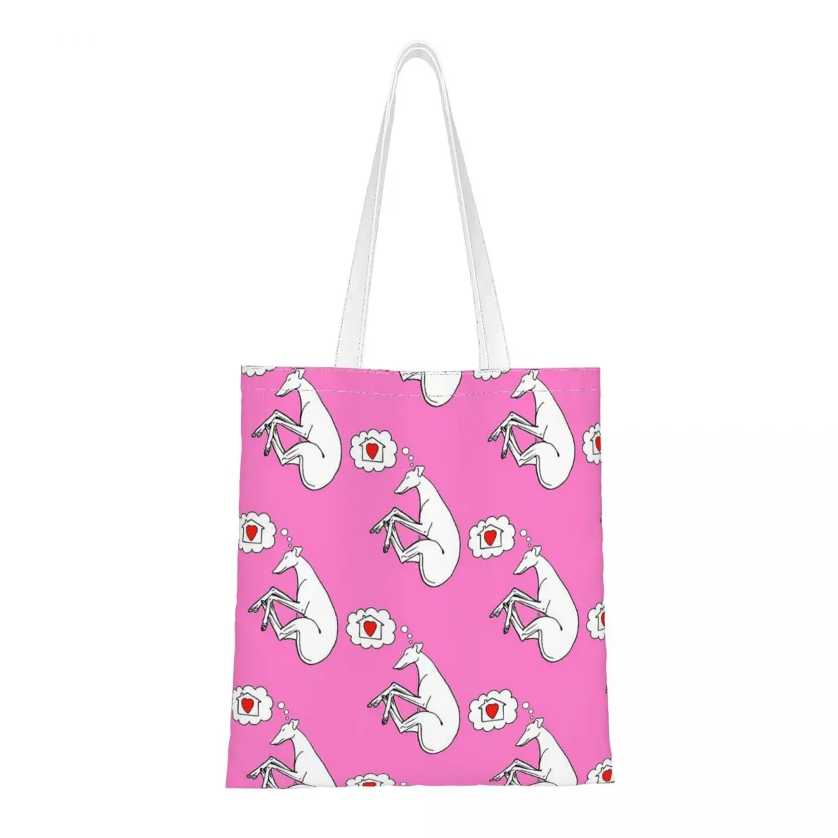 Женская сумка через плечо Happy Dreaming Greyhound для собак породы Уиппет Сайтхаунд Многоразовая сумка-тоут Милая Холщовая сумка-тоут большой емкости