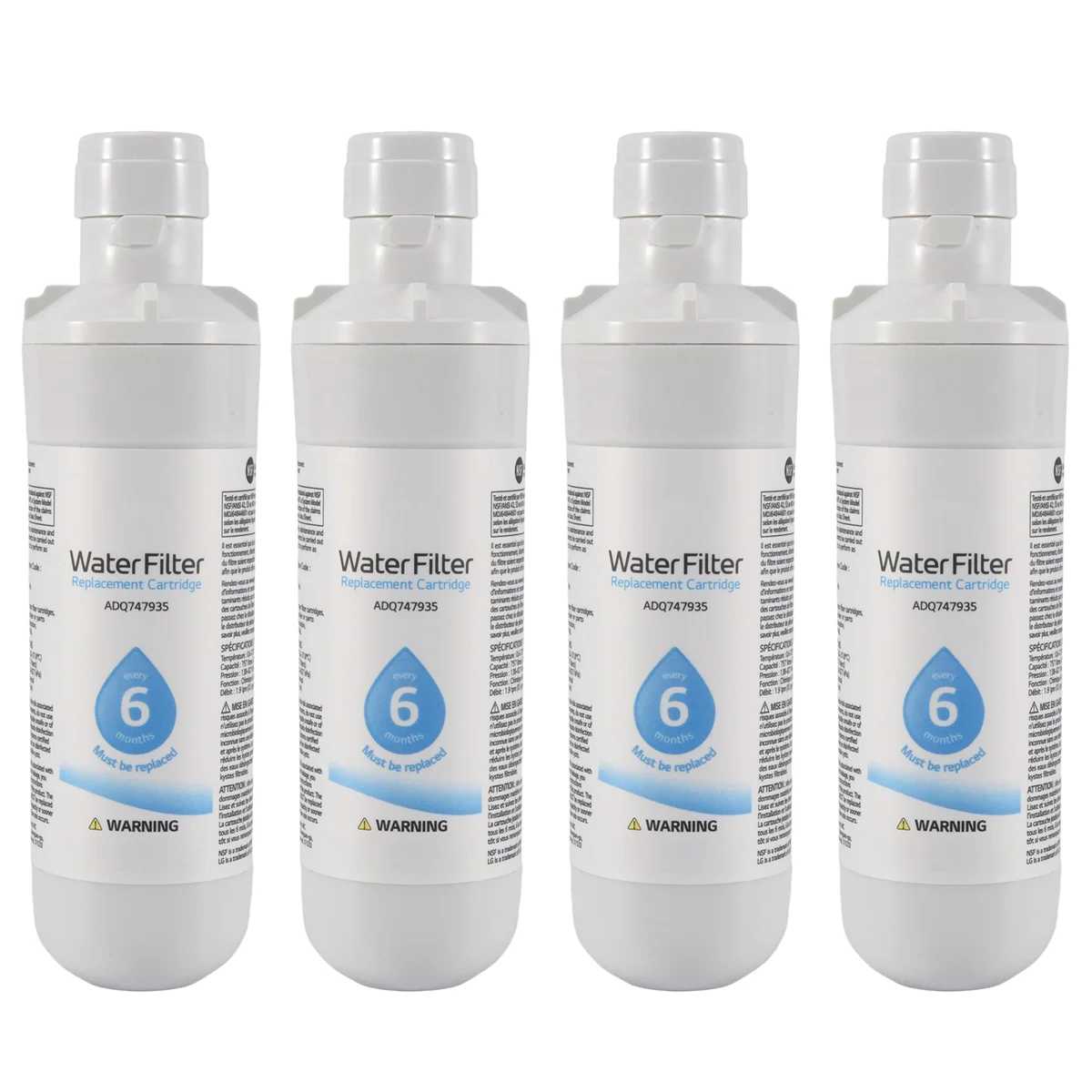 Замена фильтра для воды в холодильнике LT1000P из 4 упаковок, Для LT1000P3, ADQ747935 Фильтр для воды в холодильнике объемом 200 галлонов
