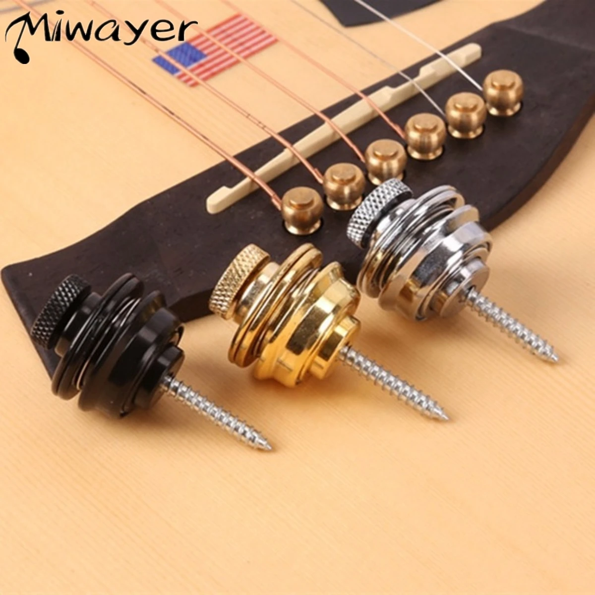 Замки для гитарного ремня Miwayer с плоской круглой головкой, сверхмощная металлическая кнопка безопасности Straplock, двойная система фиксации конструкции