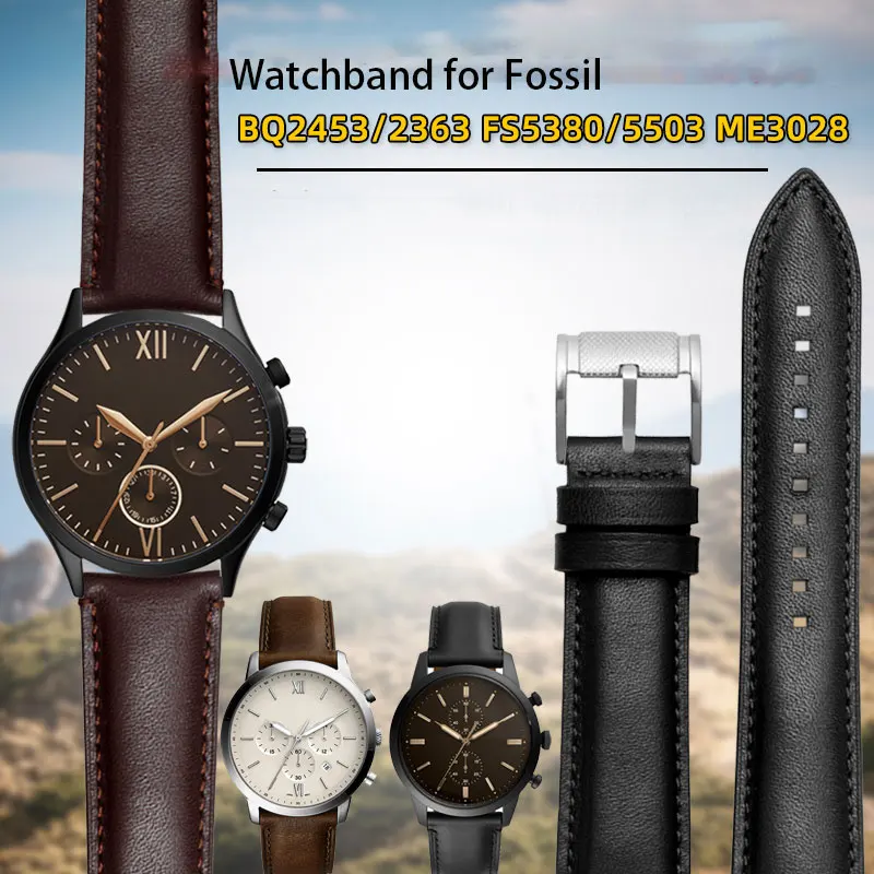 Кожаный браслет для fossil bq2363/2453 me3099 fs5380/5453 мужской Ретро Кожаный ремешок для часов быстроразъемный браслет 20мм 22мм ремешок