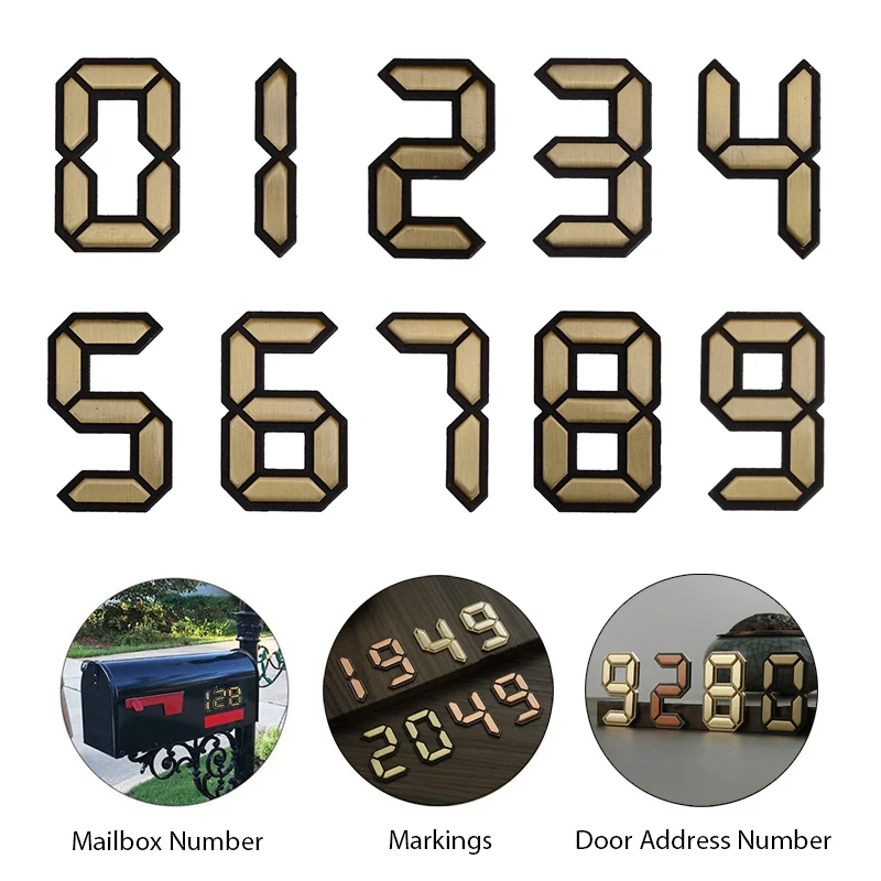 Креативный металлический цифровой номер дома с клеем 5 * 3 см, номер двери, номера дверей квартир для наружных номеров почтовых ящиков дома