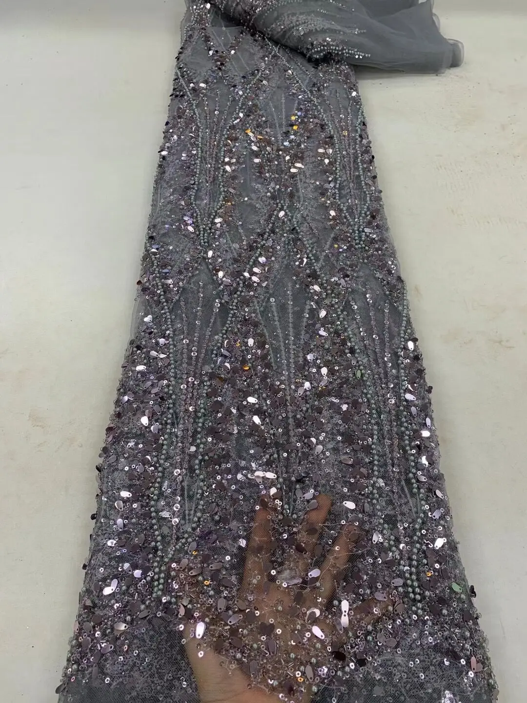 Кружевная сетка с вышивкой J-13085210, тюль с пайетками, вышитый бисером из ткани вечернего платья