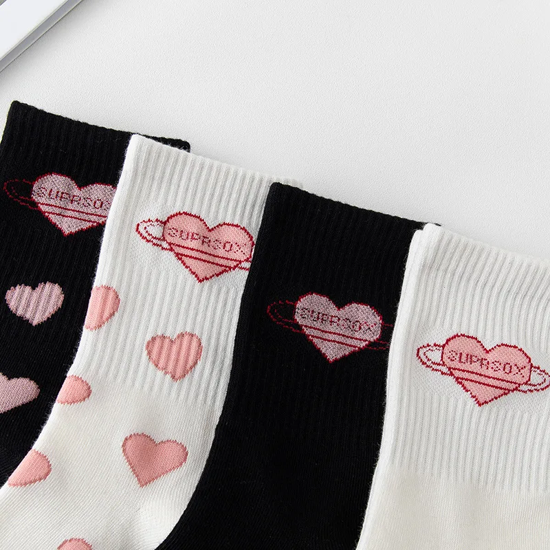 милые носки с любовным принтом kawaii slouch socken damen white harajuku женские хлопковые носки meias в корейском стиле calcetines skarpetki damskie