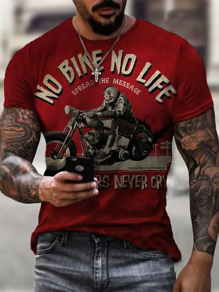 Мужская футболка с 3D-принтом, винтажная мотоциклетная повседневная уличная одежда, модный топ, футболка с коротким рукавом