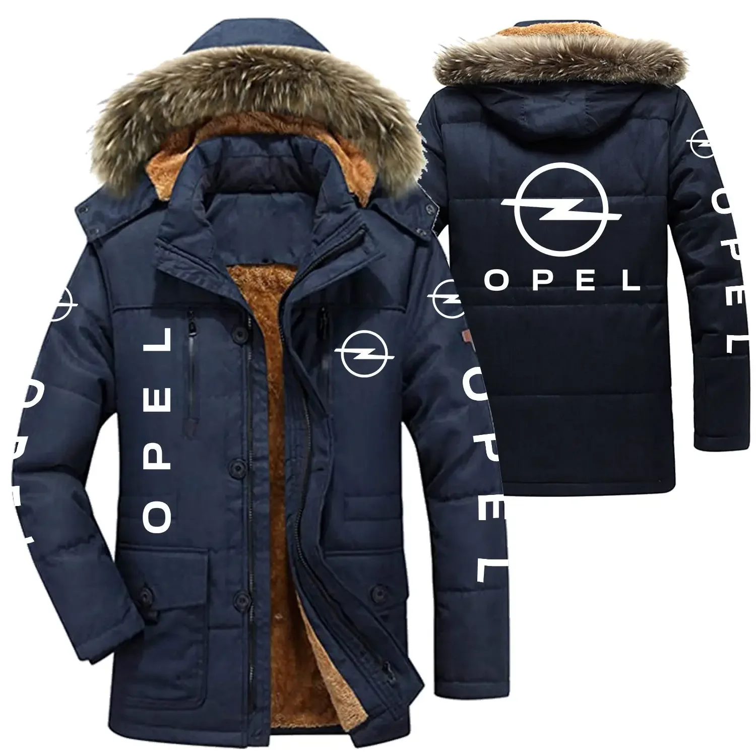 Мужская хлопковая куртка с логотипом Opel, пальто с капюшоном, подкладка из овчины, плюш, холодная, модная мотоциклетная куртка, зима