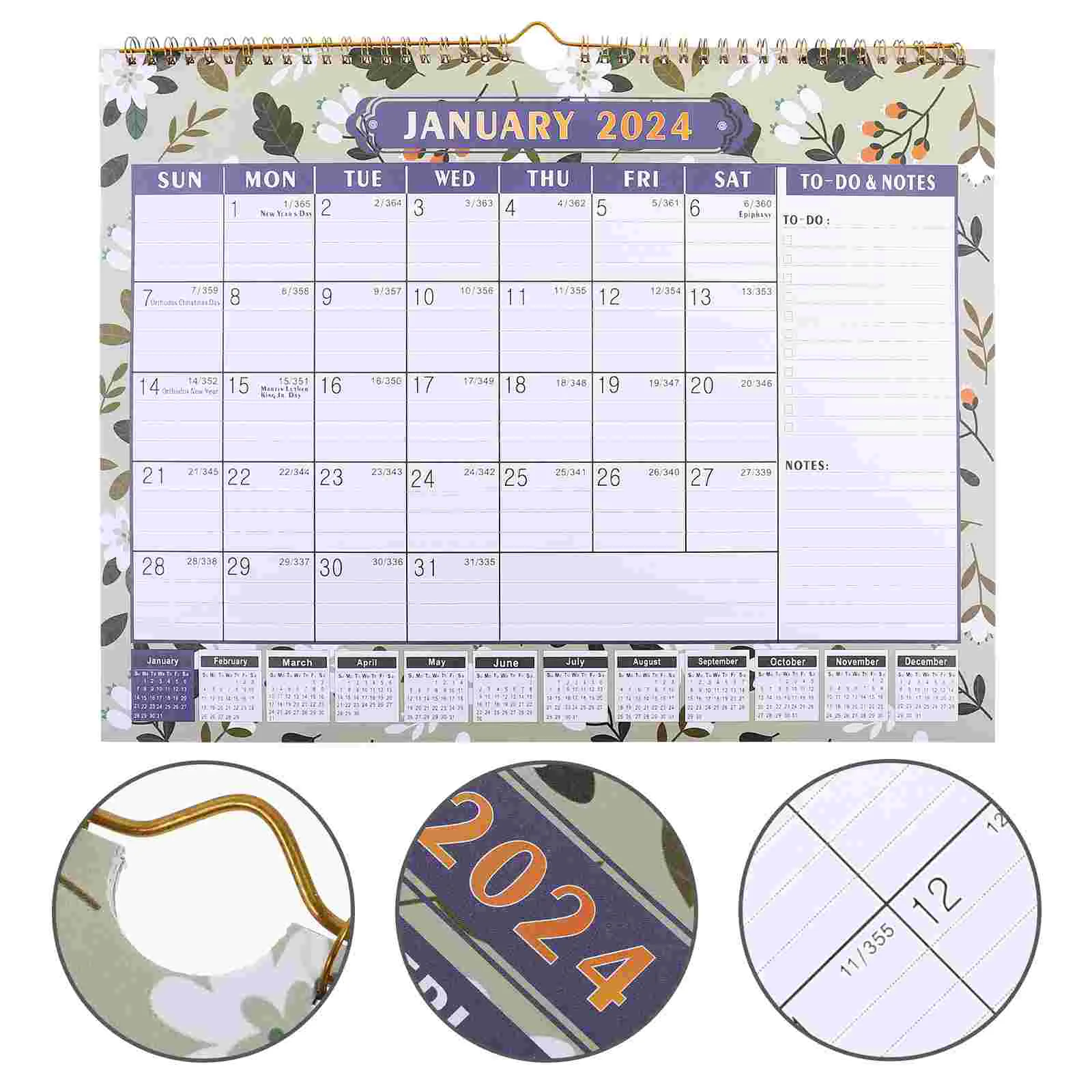 Настенный календарь на 2024 год, Комнатный Ежемесячный, бытовой, ежедневный, Большие, маленькие Художественные Календари с обратным отсчетом
