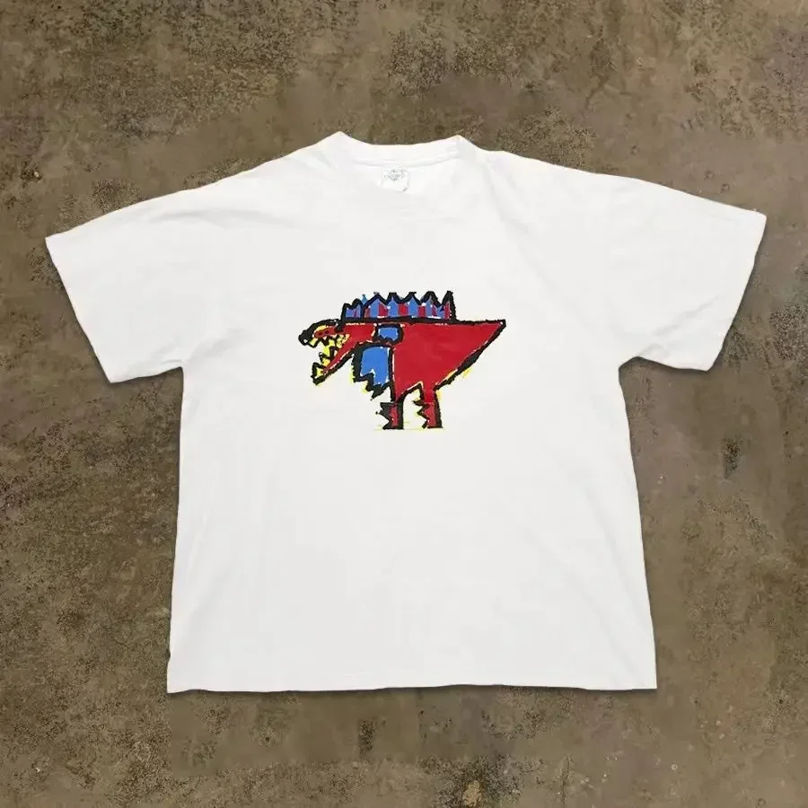 Новая летняя готическая мода, абстрактные граффити, Ретро Забавный маленький динозавр, свободная футболка с коротким рукавом, Кавайный топ