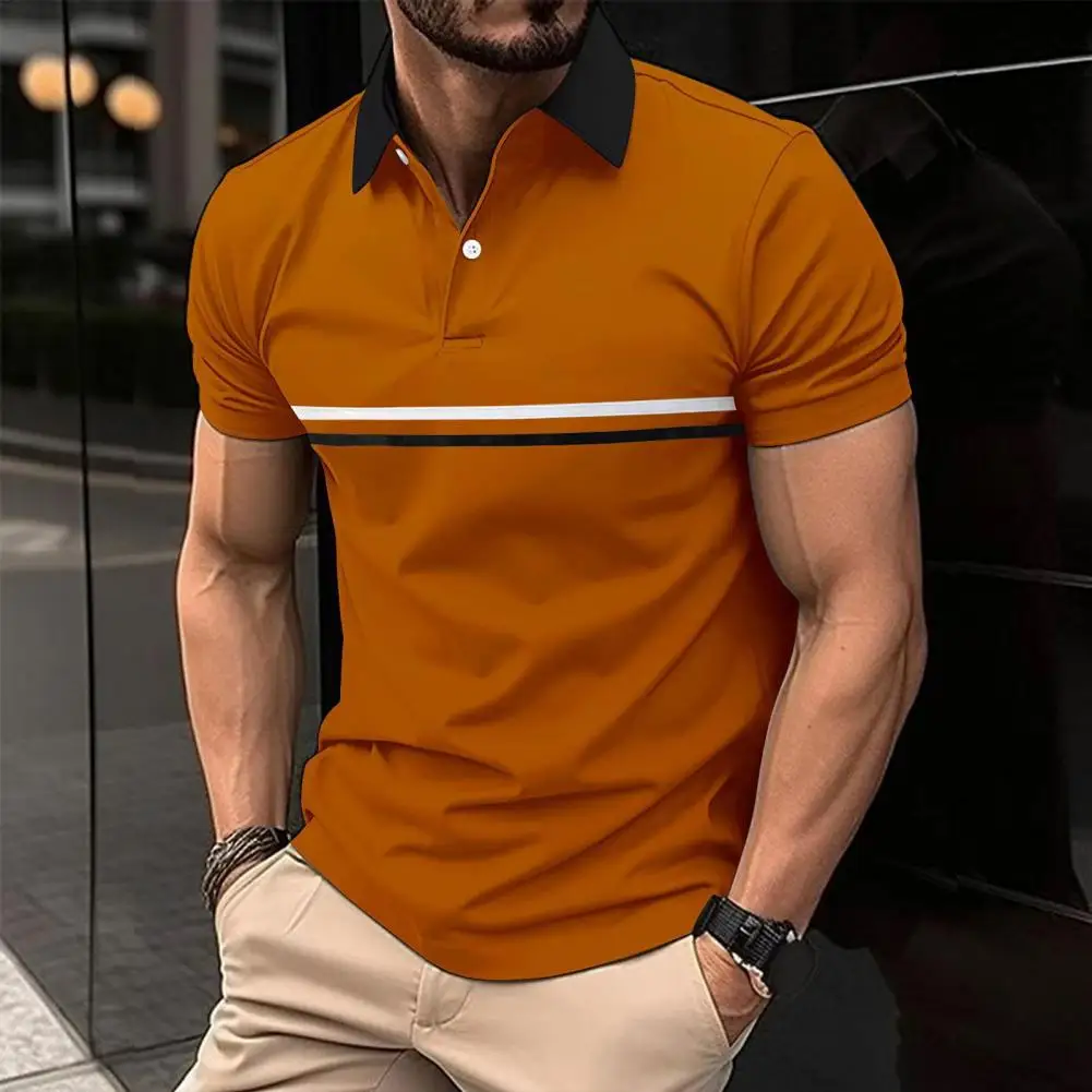 Новая мужская рубашка, рубашка с коротким рукавом контрастного цвета, Новая одежда, уличная одежда, Повседневные модные мужские топы с воротником