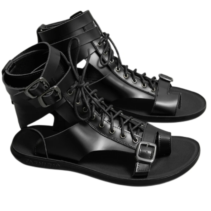 Новые сандалии для мужчин, черные, белые, с ремешком и пряжкой, мужские летние сандалии, модная мужская обувь из искусственной кожи ручной работы, Бесплатная доставка