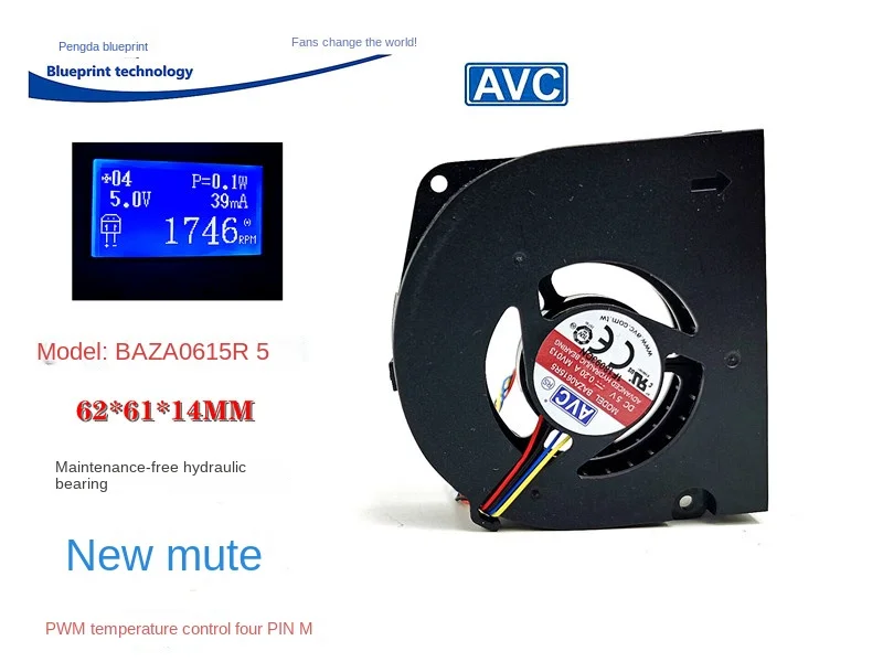 Новый вентилятор охлаждения Mute Baza0615r5 6015 62*14 мм с гидравлической турбиной PWM 5V