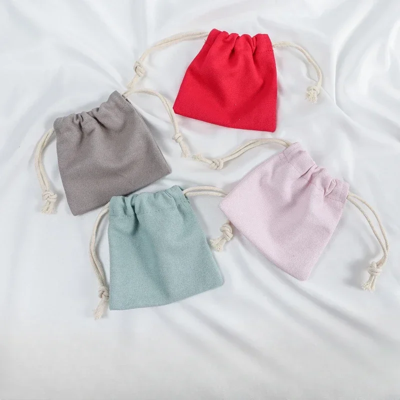 Однотонный мешок для пыли из ювелирной ткани, японская холщовая маленькая сумка для хранения, милая сумка для хранения губной помады и наушников.