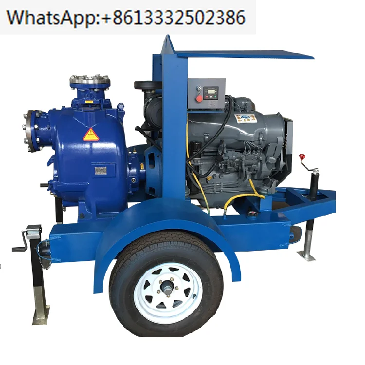 Передвижной самовсасывающий топливный двигатель Deutz, водяной насос для мусора с прицепом на 2 4 колеса