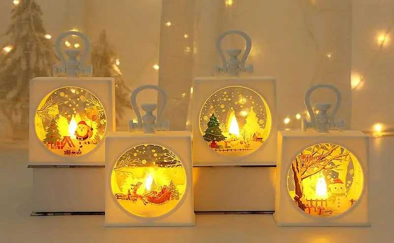 Подвесной Рождественский фонарь на открытом воздухе, Рождественское украшение, Настольная лампа с беспламенной свечой, Сказочные огни, Фонарики, Светодиодный световой орнамент