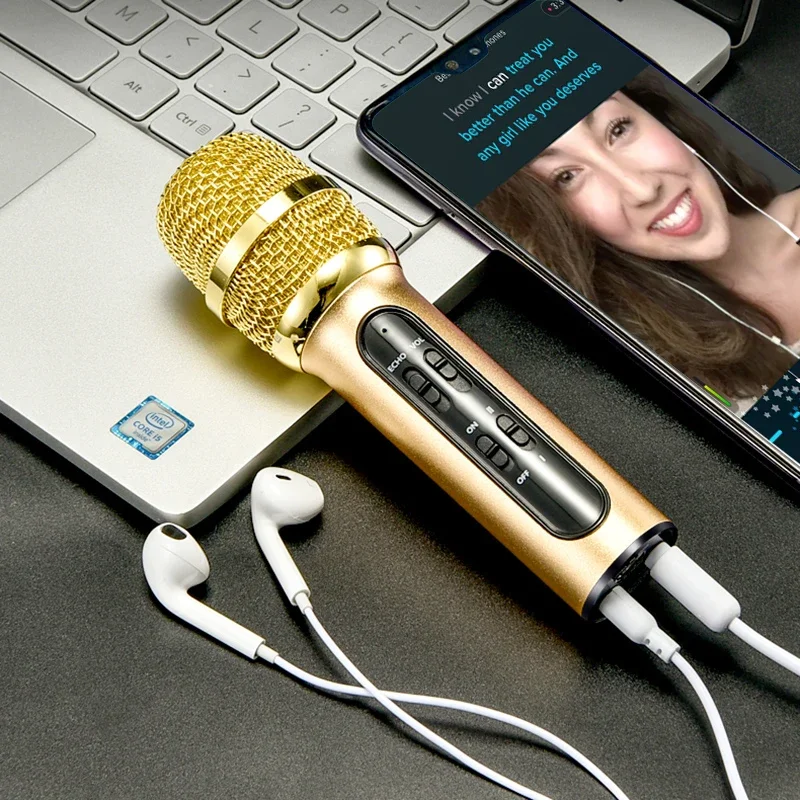 Портативный профессиональный конденсаторный микрофон для караоке, записывающий пение в режиме реального времени, микрофон для мобильного телефона, Компьютер со звуковой картой ECHO