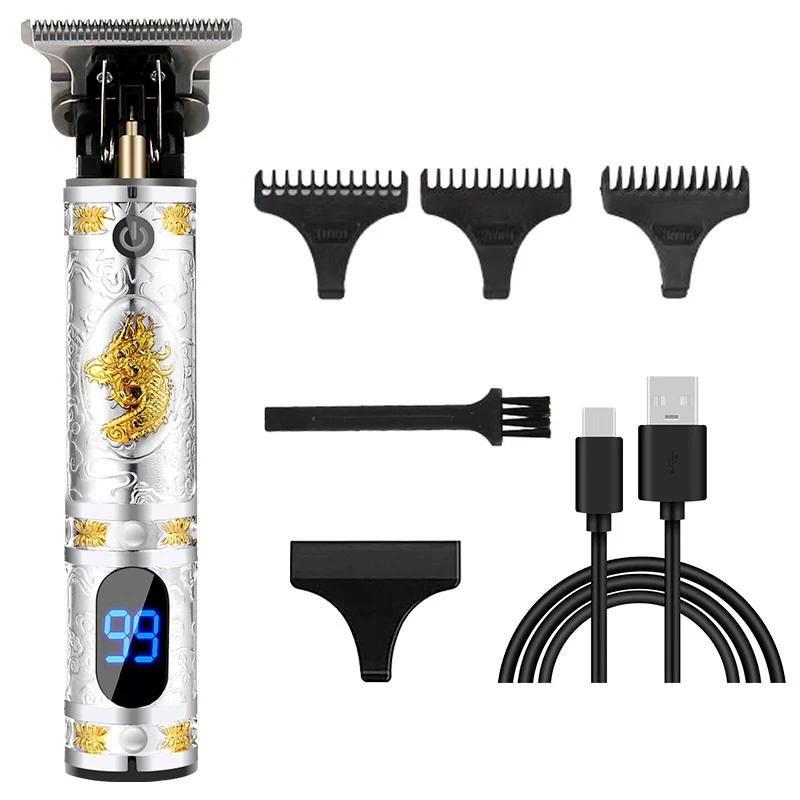 Профессиональные машинки для стрижки волос, мужской электрический триммер для бороды, цифровой дисплей, USB аккумуляторная беспроводная стрижка волос